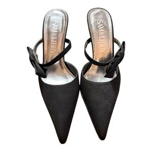 Sam & Libby Black Women's Heels with Bows in strap. Size 8.5